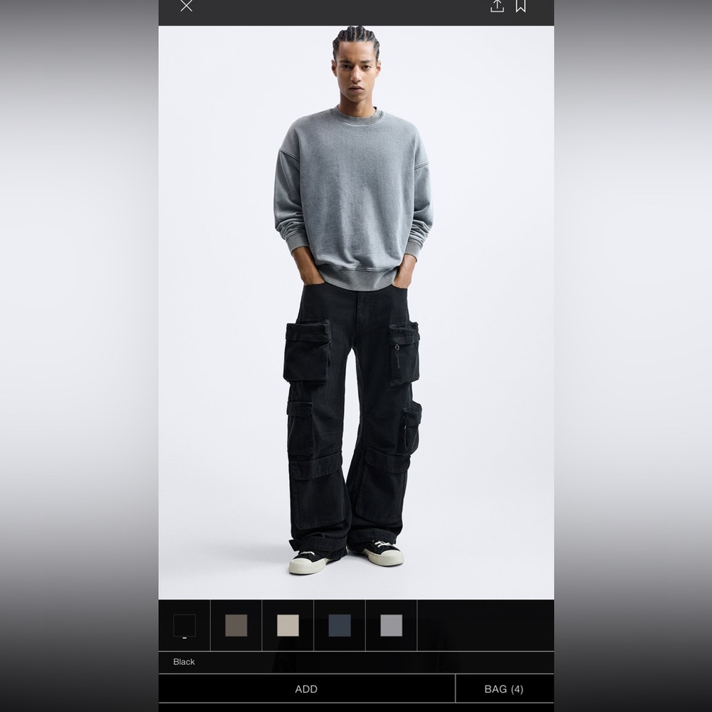 NWT Mens Zara Utility Pocket Jeans Sz 30